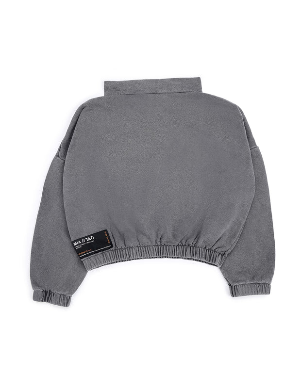 M//T Half Zip Funnel Neck Sweatshirt - Washed Charcoal