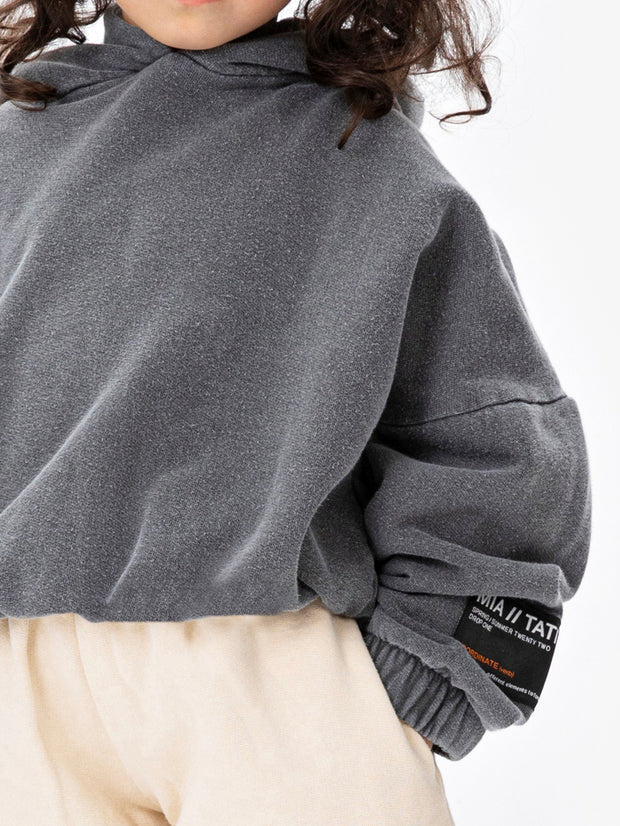 M//T Drop Shoulder Hoodie  - Washed Charcoal